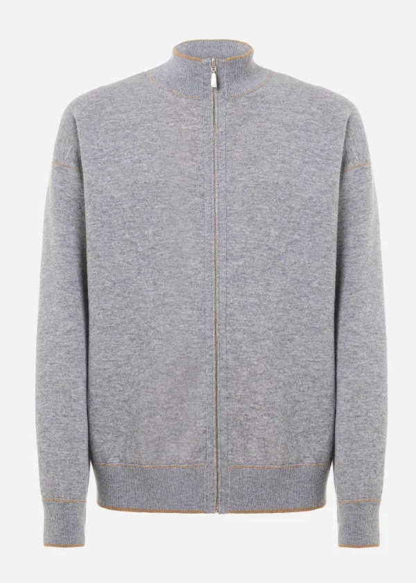 MALO Tops & Knitwear<Double cashmere bomber jacket Grey