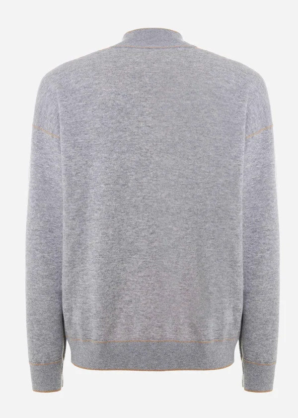 MALO Tops & Knitwear<Double cashmere bomber jacket Grey