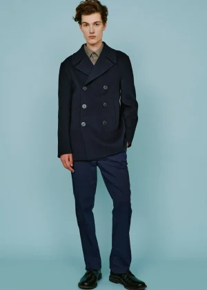 MALO Coats & Jackets<Double wool and cashmere peacoat Blue