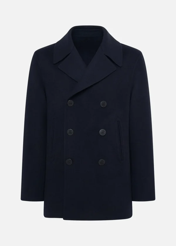 MALO Coats & Jackets<Double wool and cashmere peacoat Blue