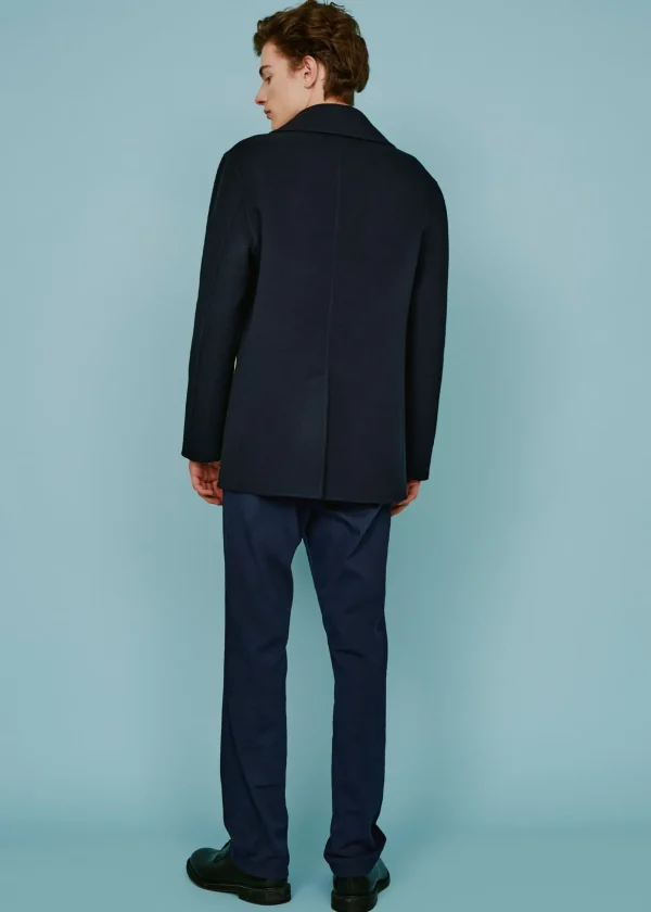 MALO Coats & Jackets<Double wool and cashmere peacoat Blue