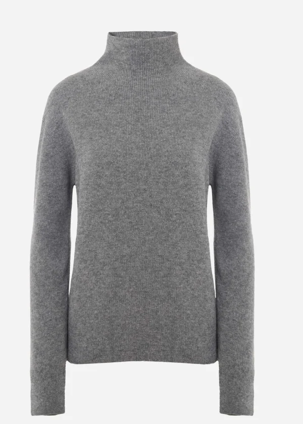 MALO Tops & Knitwear<High-neck sweatshirt in a virgin wool blend Grey