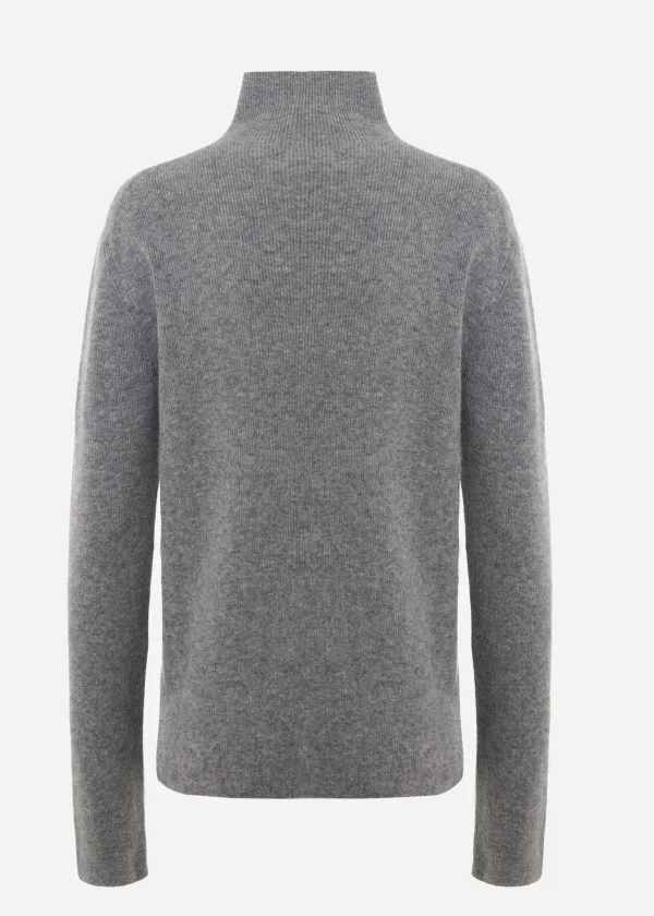 MALO Tops & Knitwear<High-neck sweatshirt in a virgin wool blend Grey