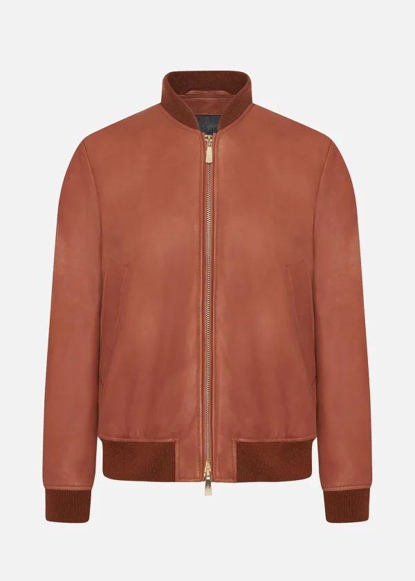 MALO Coats & Jackets<Leather bomber jacket Red