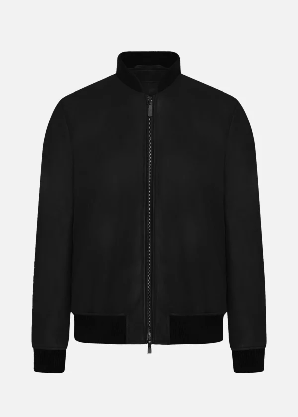 MALO Coats & Jackets<Leather bomber jacket Black