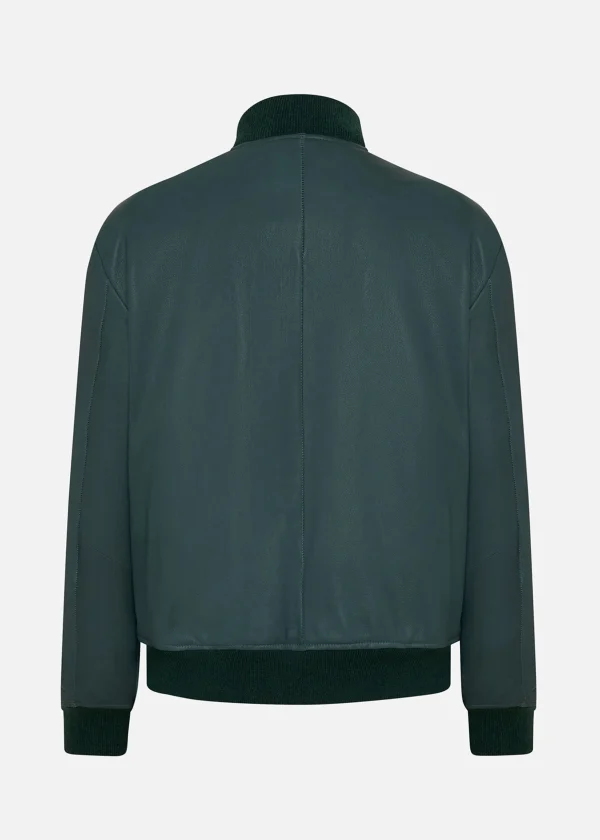 MALO Coats & Jackets<Leather bomber jacket Green