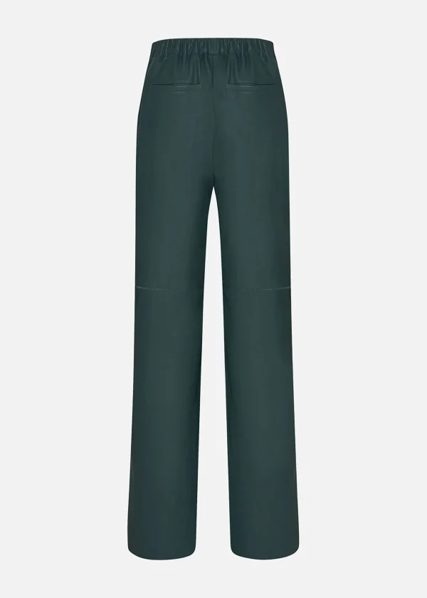 MALO Pants & Skirts<Leather palazzo trousers Green