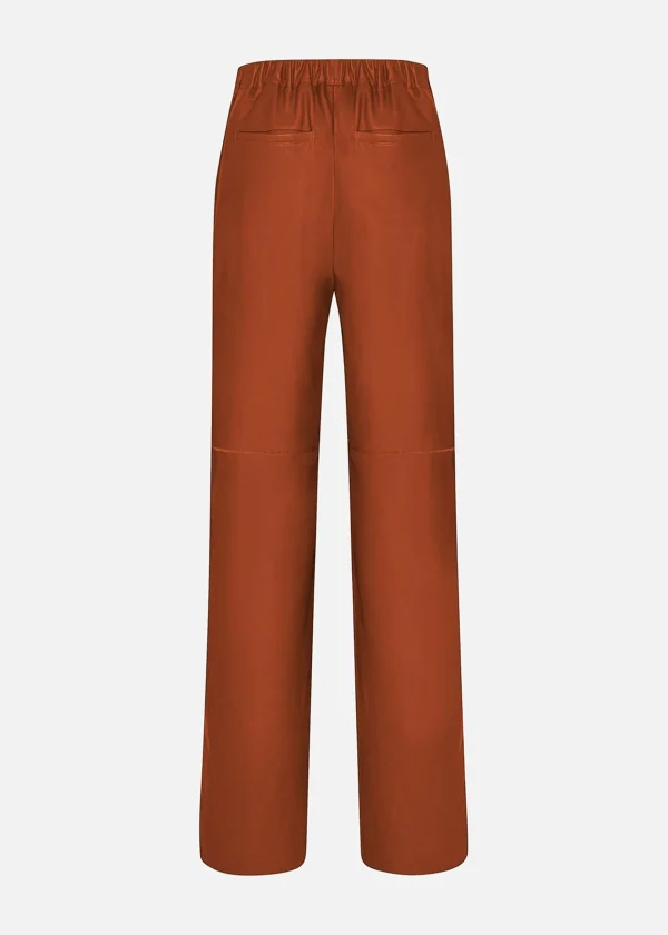 MALO Pants & Skirts<Leather palazzo trousers Red