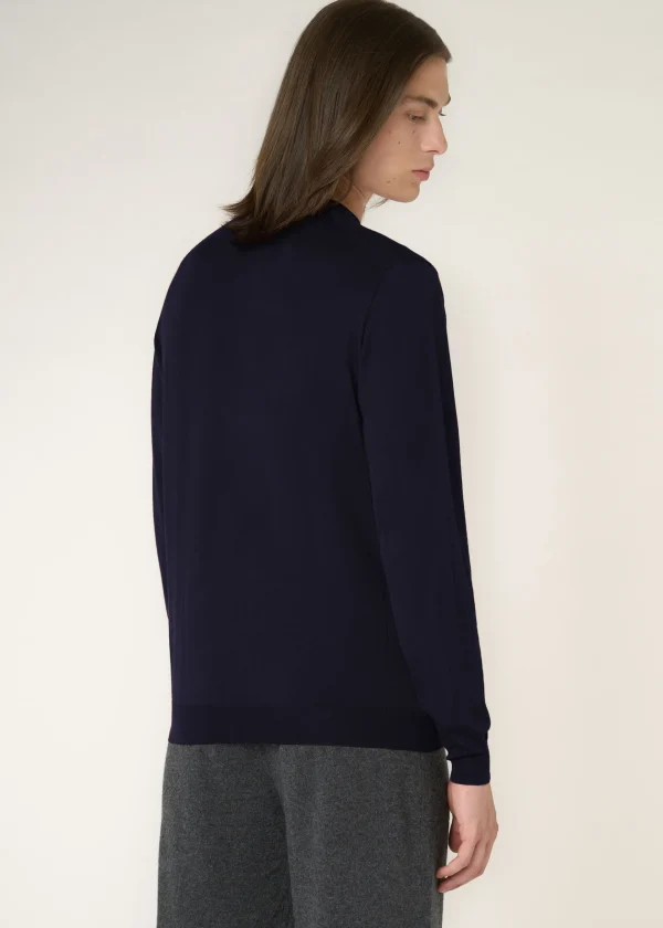 MALO Tops & Knitwear<Light cashmere and silk crewneck sweater Blue