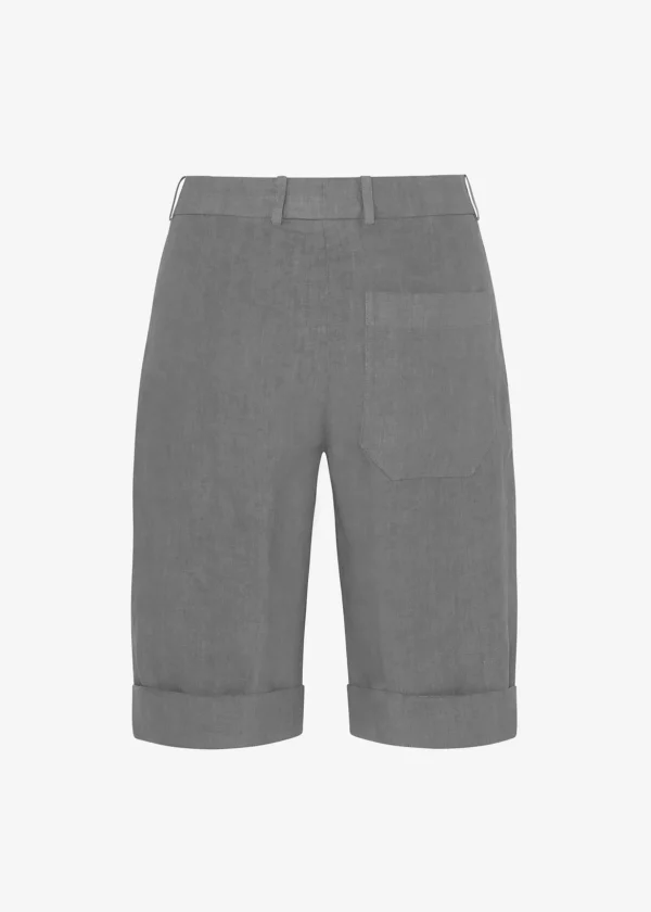 MALO Trousers<Linen Bermuda shorts Grey