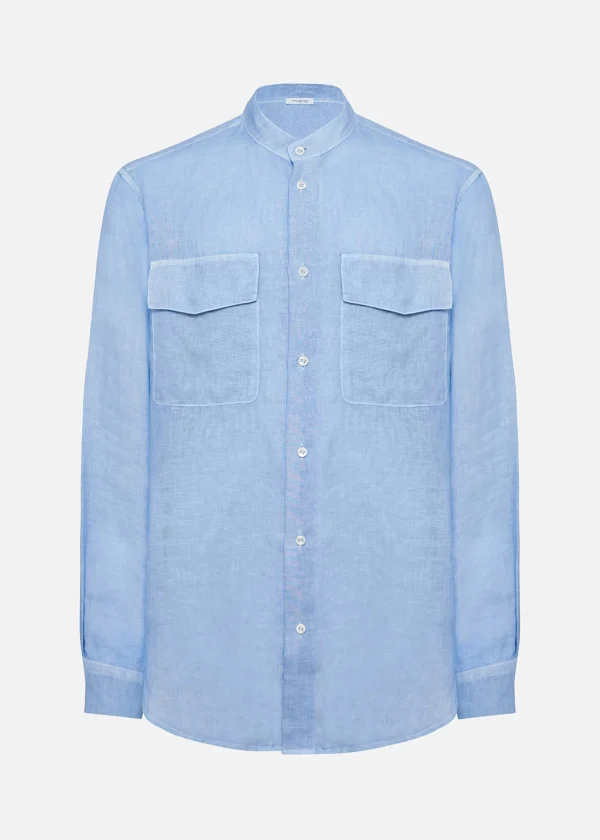 MALO Tops & Knitwear<Linen shirt Light blue