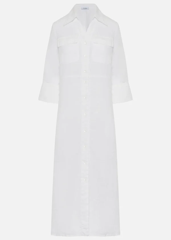 MALO Dresses & Jumpsuits<Linen shirt dress White