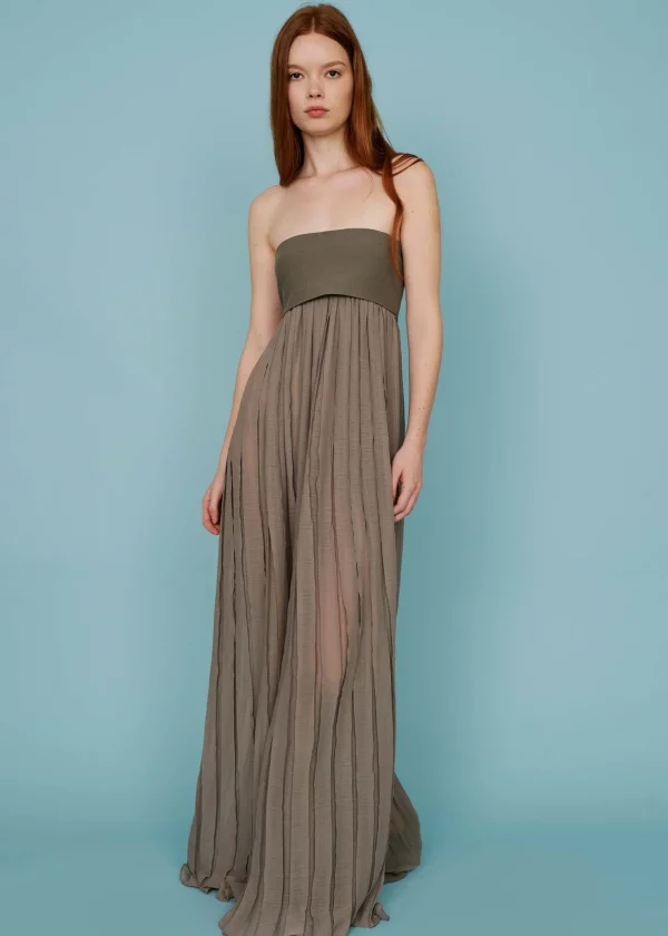 MALO Dresses & Jumpsuits<Long pleated dress Brown