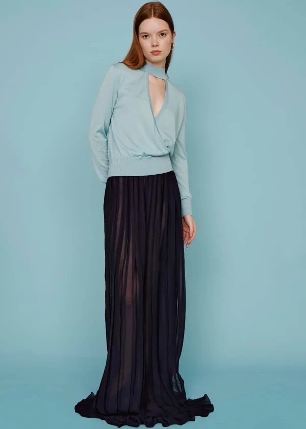 MALO Pants & Skirts<Long pleated skirt Blue