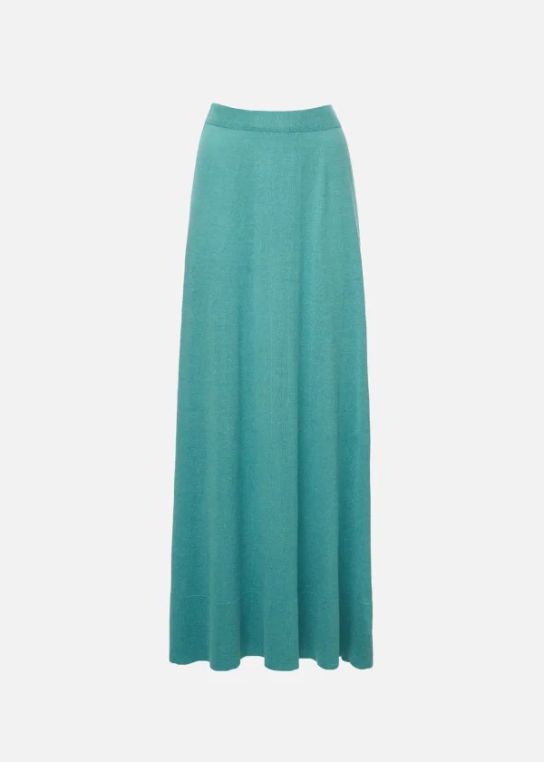 MALO Pants & Skirts<Long skirt in silk and linen Light blue