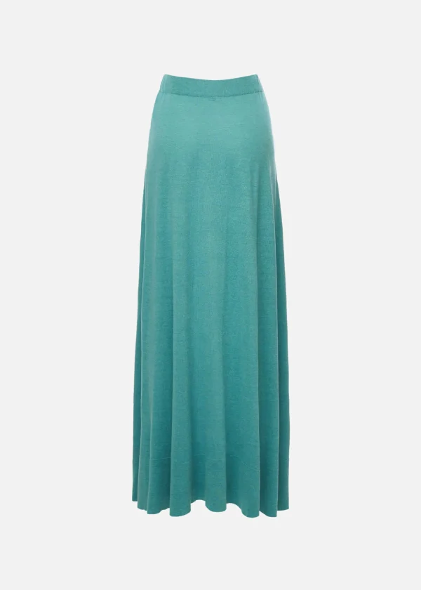 MALO Pants & Skirts<Long skirt in silk and linen Light blue