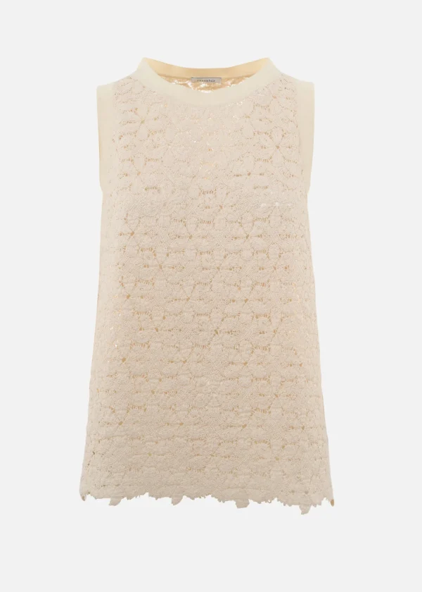 MALO Tops & Knitwear<Macramé cotton tank top White