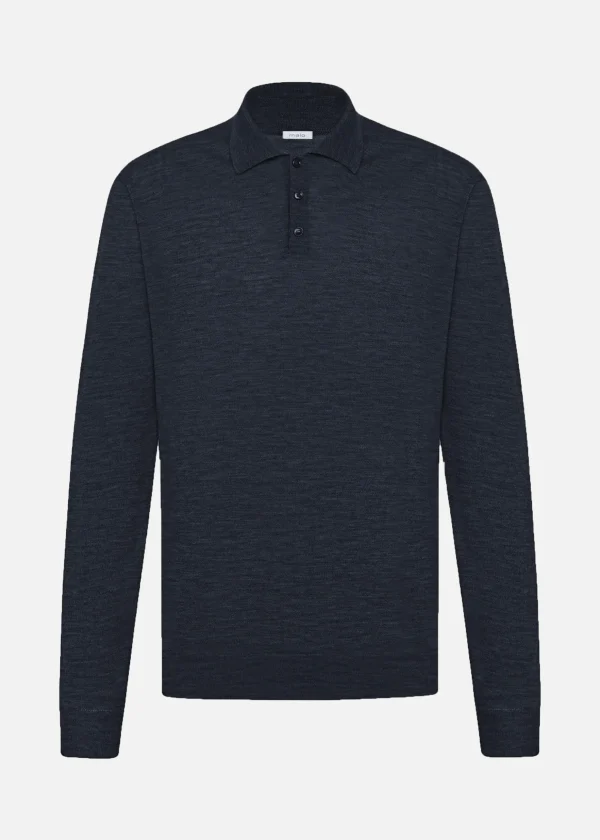 MALO Tops & Knitwear<Merino wool polo shirt Blue