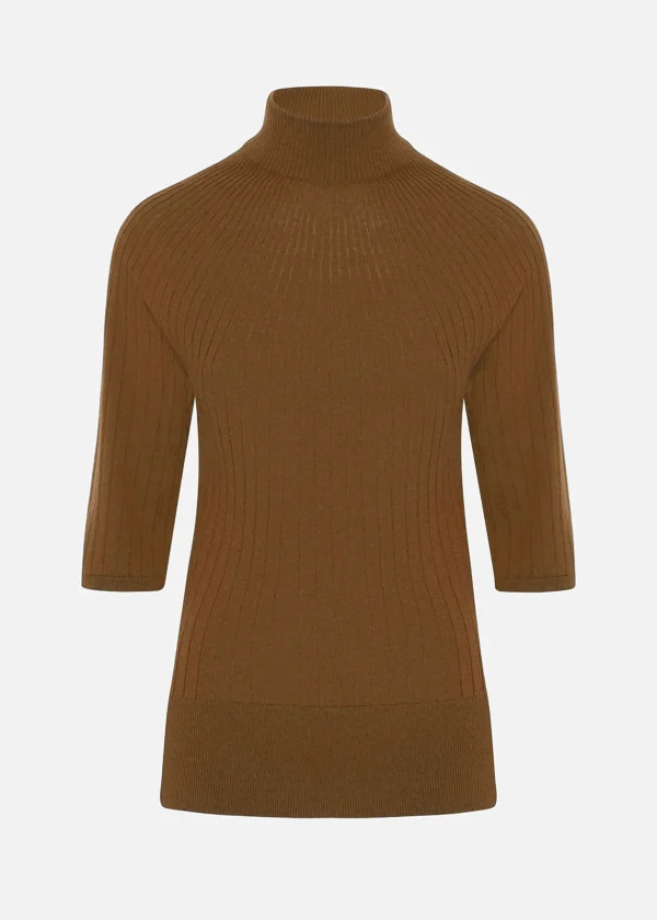 MALO Tops & Knitwear<Organic virgin wool turtleneck sweater Brown