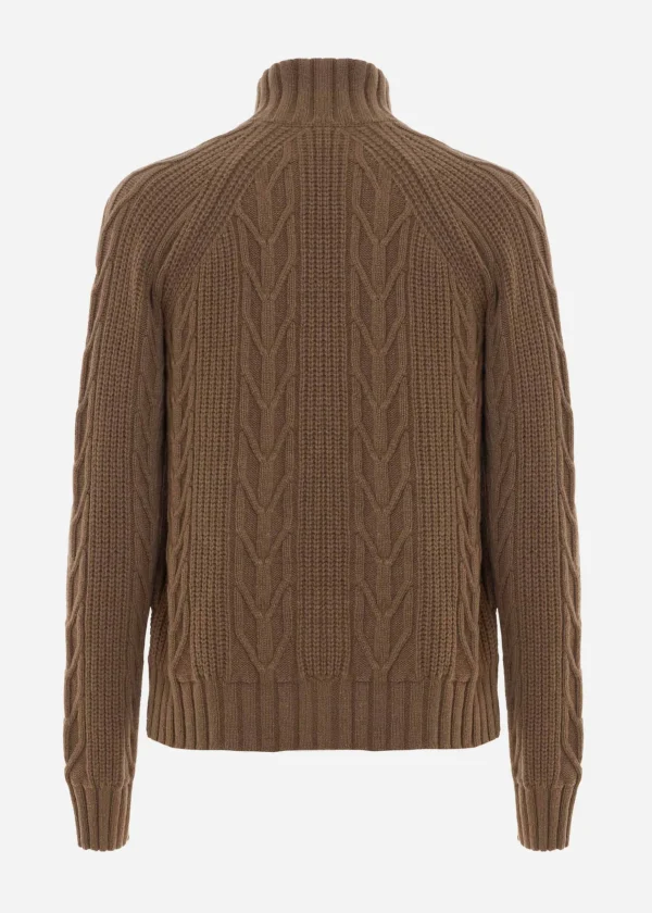 MALO Tops & Knitwear<Regenerated cashmere bomber jacket Brown