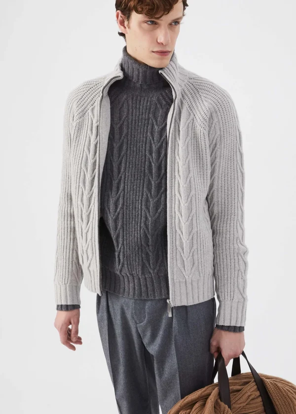 MALO Tops & Knitwear<Regenerated cashmere turtleneck sweater Grey