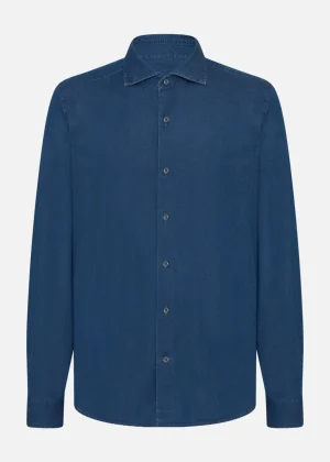 MALO For Him | Tops & Knitwear<Shirt in cotton denim Blue