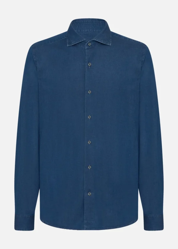 MALO For Him | Tops & Knitwear<Shirt in cotton denim Blue