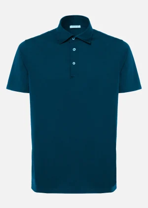 MALO For Him<Stretch cotton polo shirt Petrol blue