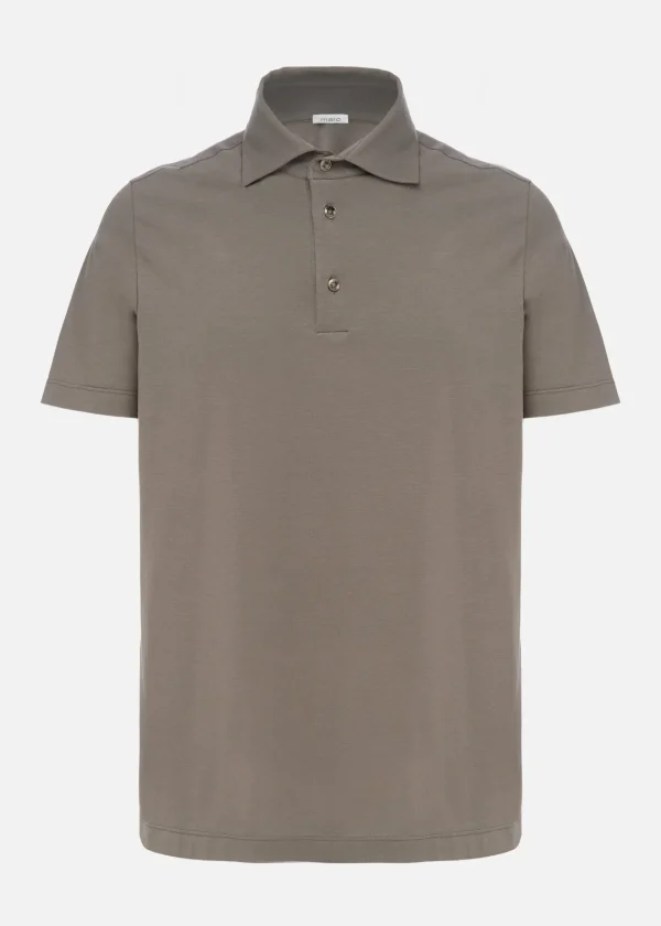 MALO For Him<Stretch cotton polo shirt Brown