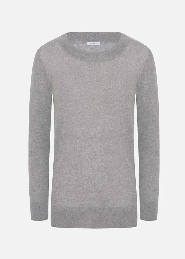 MALO Tops & Knitwear<Super soft cashmere crewneck sweater Grey