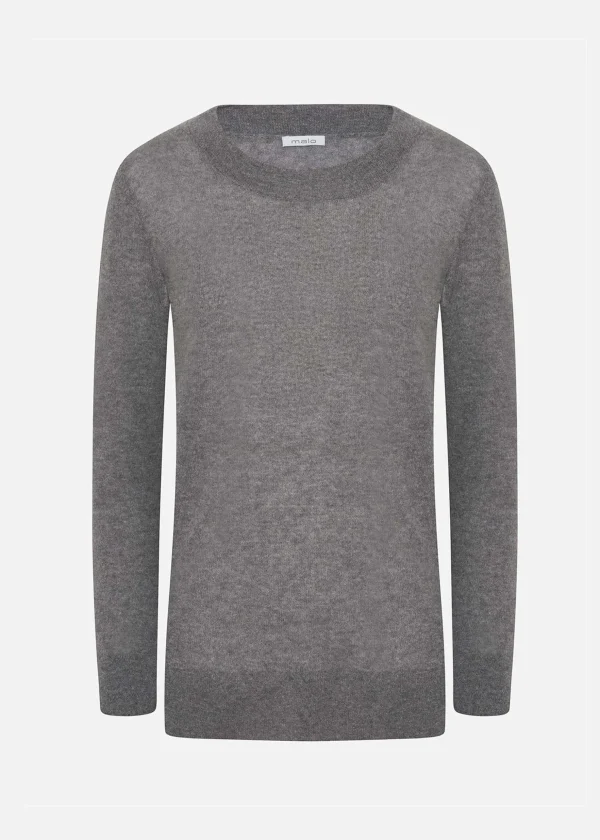 MALO Tops & Knitwear<Super soft cashmere crewneck sweater Grey