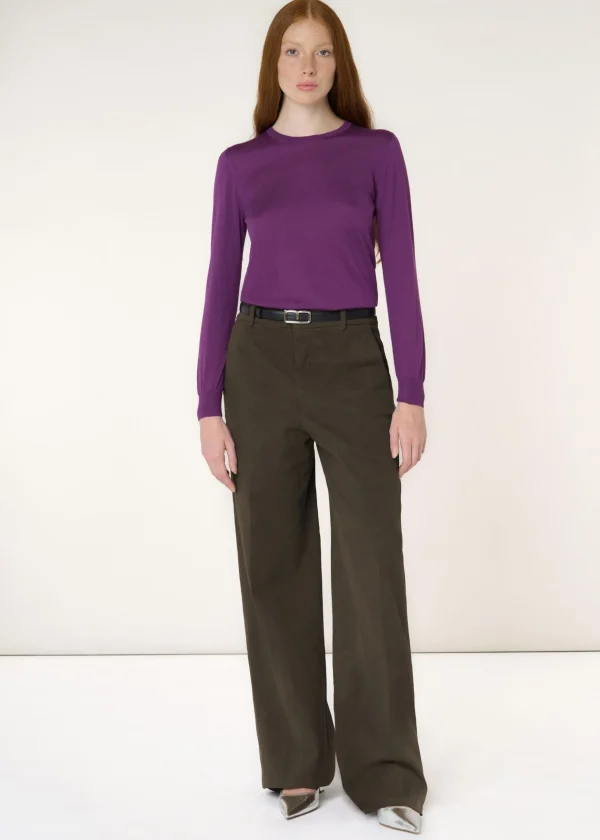 MALO Pants & Skirts<Trousers in stretch cotton Brown