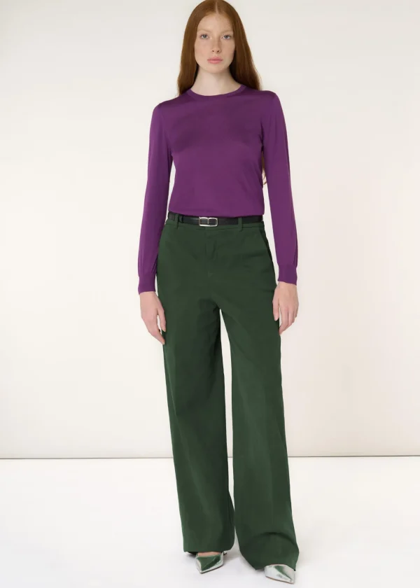 MALO Pants & Skirts<Trousers in stretch cotton Green