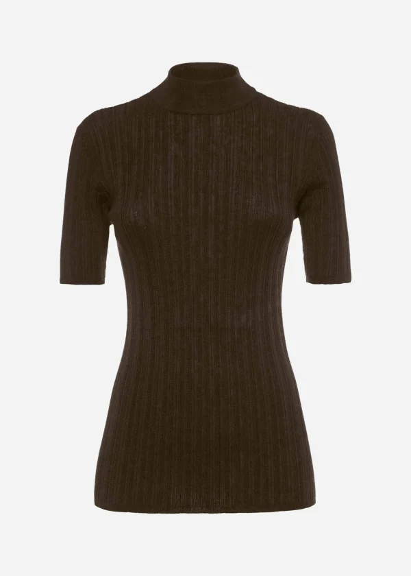 MALO Tops & Knitwear<Turtleneck sweater in cashmere and silk Brown