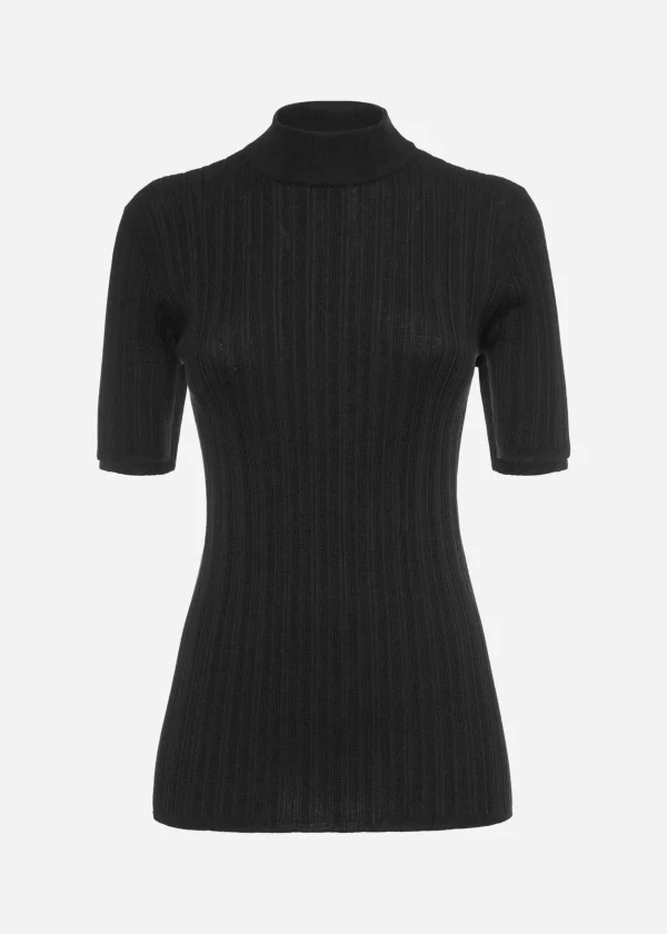 MALO Tops & Knitwear<Turtleneck sweater in cashmere and silk Black