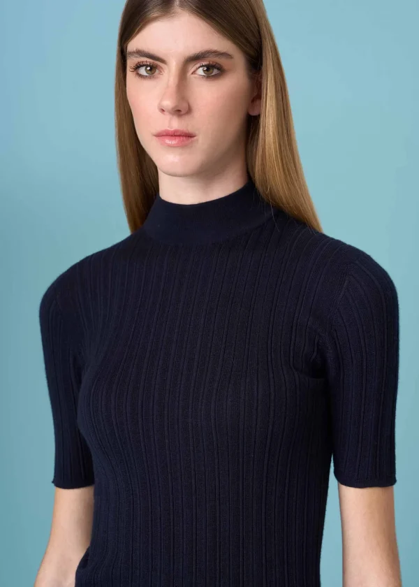 MALO Tops & Knitwear<Turtleneck sweater in cashmere and silk Blue