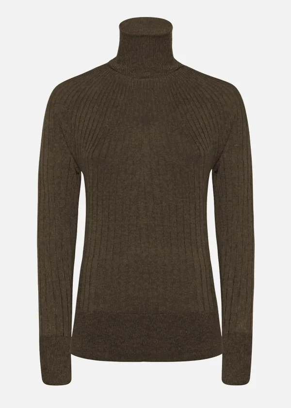 MALO Tops & Knitwear<Turtleneck sweater in organic virgin wool Brown