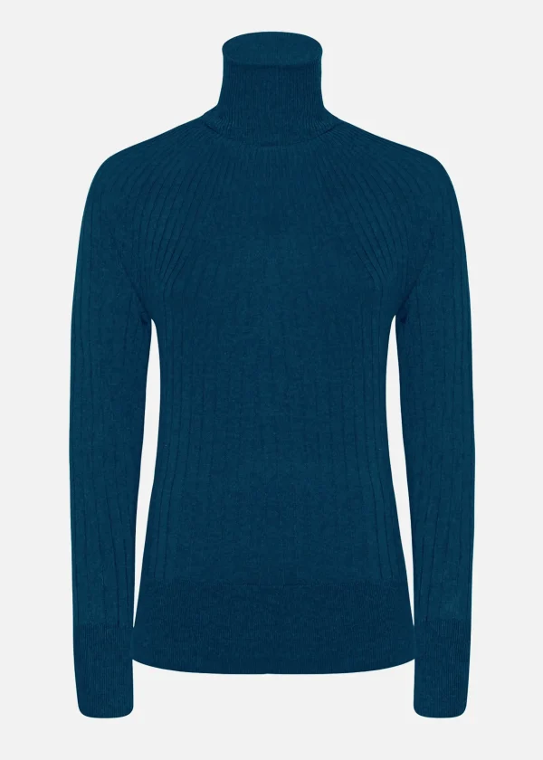 MALO Tops & Knitwear<Turtleneck sweater in organic virgin wool Blue