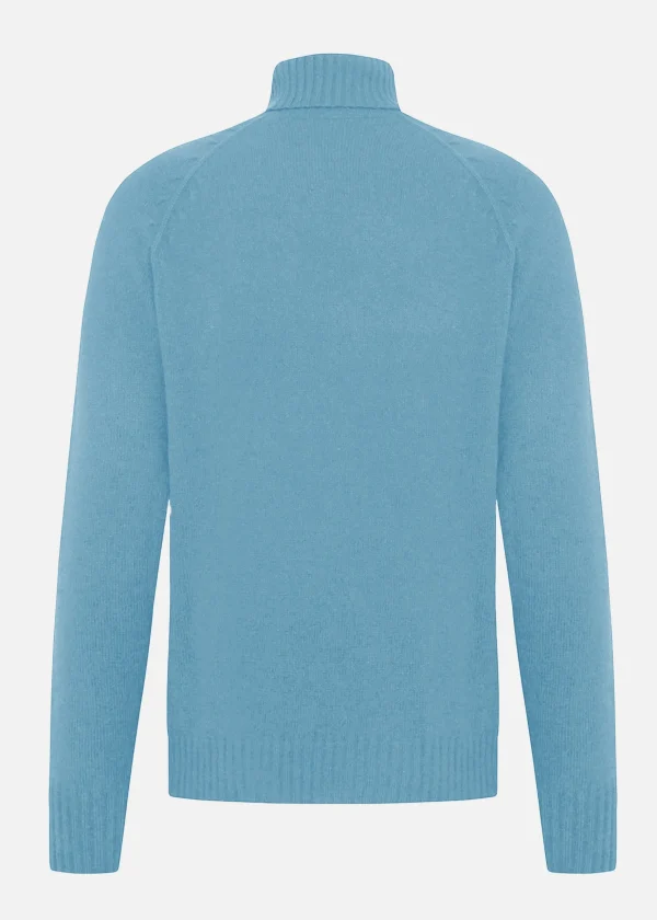 MALO Tops & Knitwear<Turtleneck sweater in regenerated cashmere and virgin wool Light blue