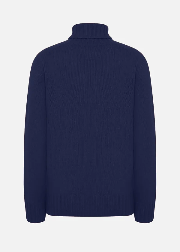 MALO Tops & Knitwear<Turtleneck sweater in regenerated cashmere and wool Blue