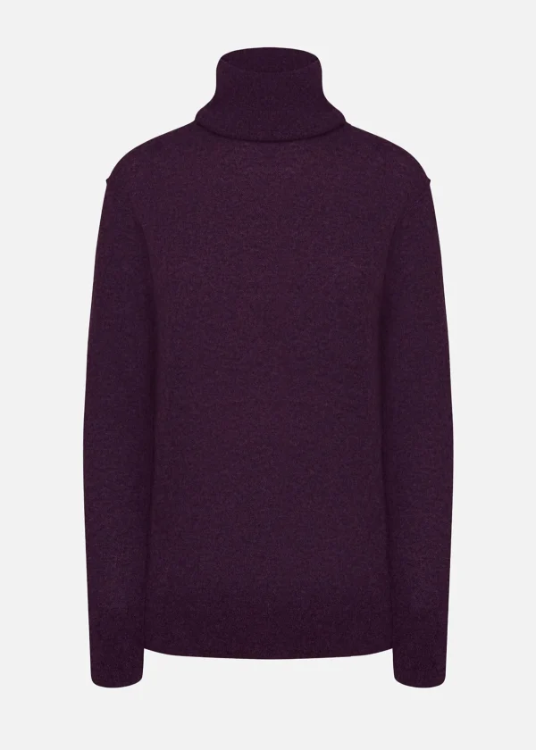 MALO Tops & Knitwear<Turtleneck sweater in super soft cashmere Purple