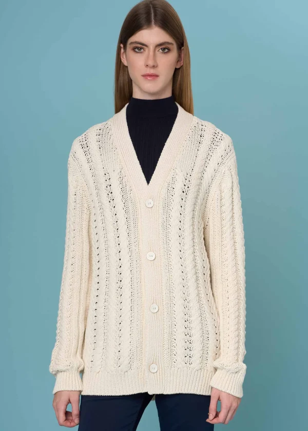 MALO Tops & Knitwear | Tops & Knitwear<Unisex cardigan in cashmere and cotton White