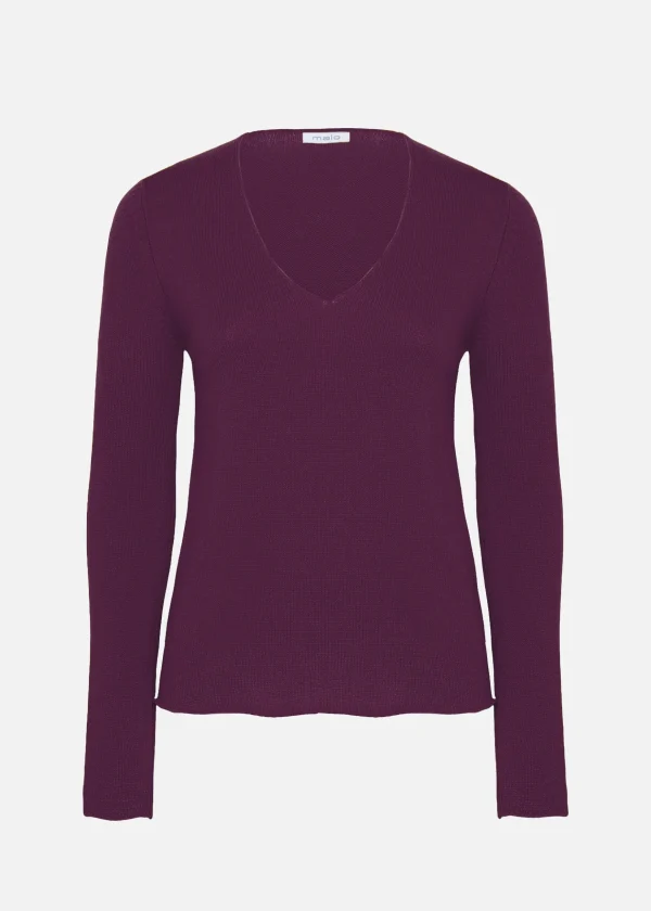 MALO Tops & Knitwear<V-neck cashmere sweater Purple