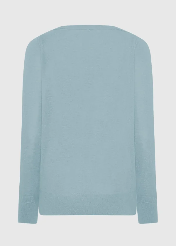 MALO Tops & Knitwear<V-neck sweater in cashmere and silk Light blue