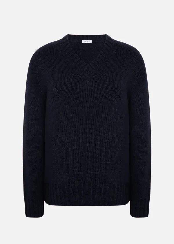 MALO Tops & Knitwear<V-neck sweater in regenerated cashmere and wool Blue