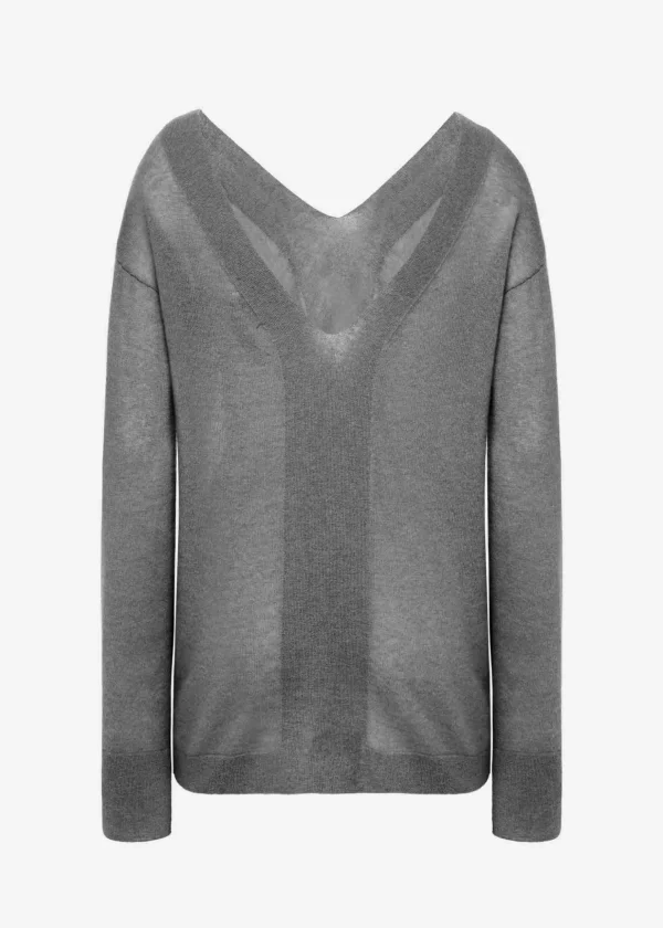 MALO Tops & Knitwear<V-neck sweater in super soft cashmere Grey