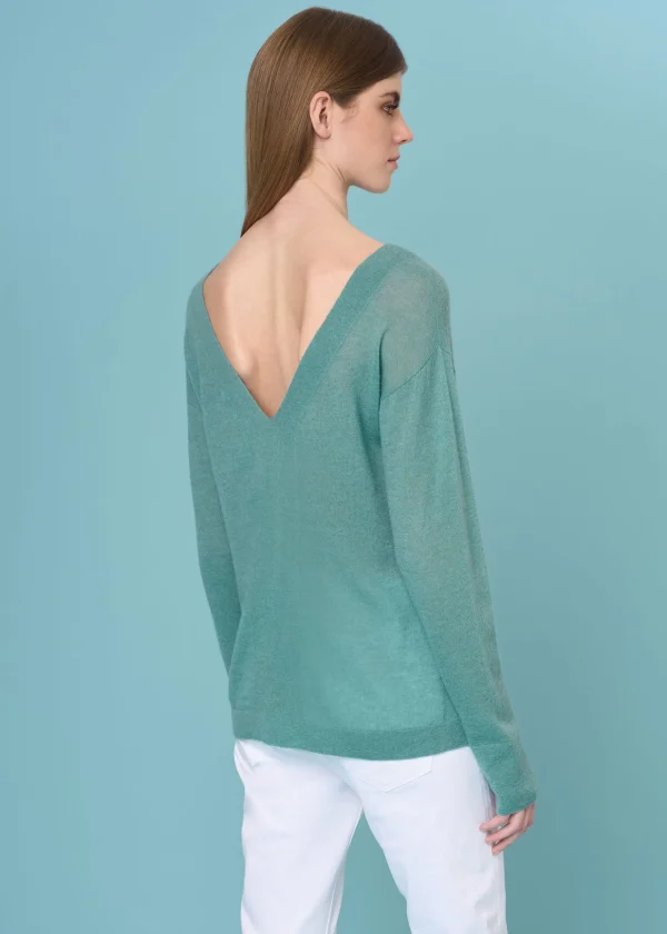 MALO Tops & Knitwear<V-neck sweater in super soft cashmere Light blue