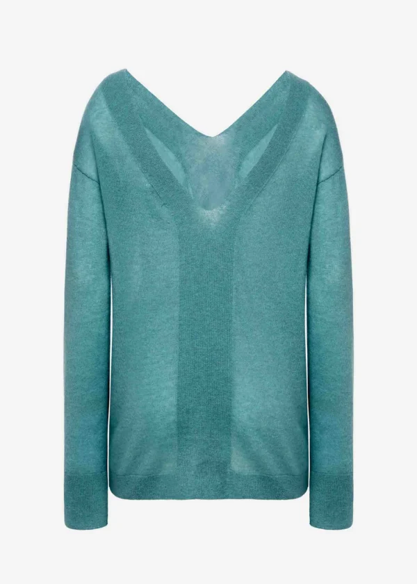 MALO Tops & Knitwear<V-neck sweater in super soft cashmere Light blue